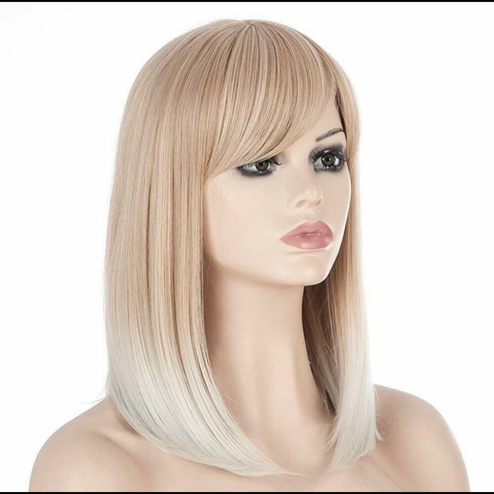 Shoulder Length Blonde to Platinum Ombre Wig